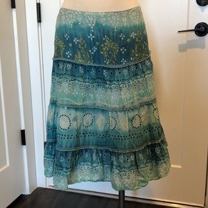 INC International Concepts boho teal maxi  skirt